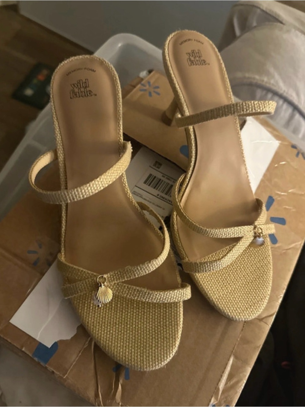 wild fable Yellow Strappy Shell-Accent Heeled Sandals